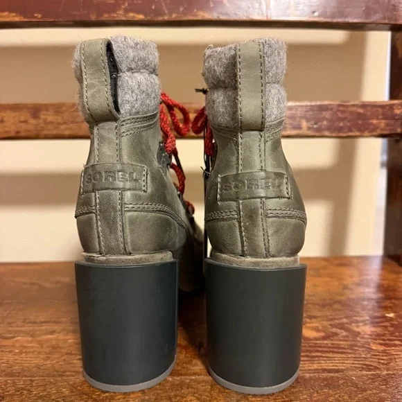 SOREL Blake Lace Quarry Waterproof Hiker Bootie Quarry Gray Red Laces - Picture 7 of 15